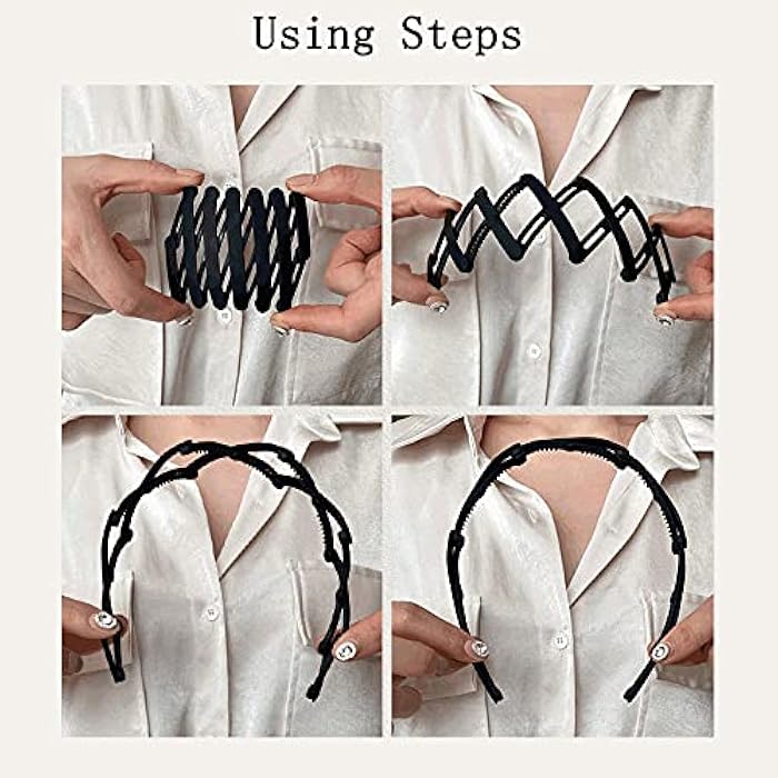 YangQian Retractable Pocket Headband Thin Plastic Flodable Hairband for Women with Teeth 3 pcs Retractable Hair Band for Women Men Girls Kids Folding Headband - Image 3